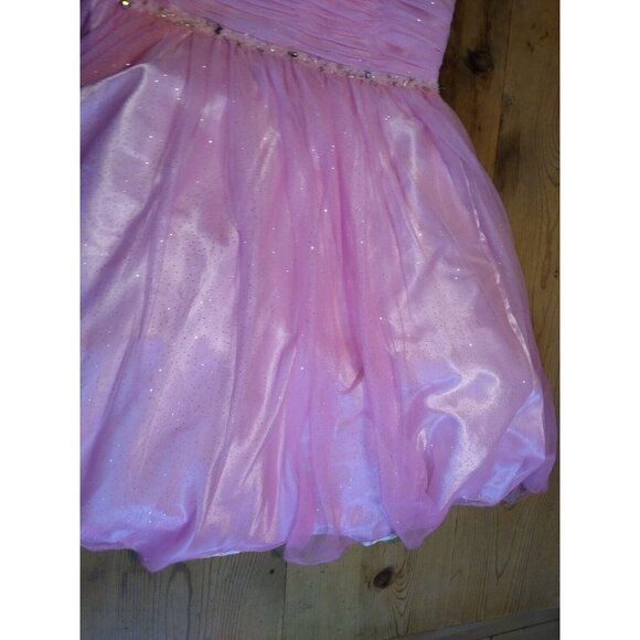 Jovani Pink Prom Dress Womens Sz 2 Mermaid Shoulder Straps Rhinestones Netting - Picture 5 of 15